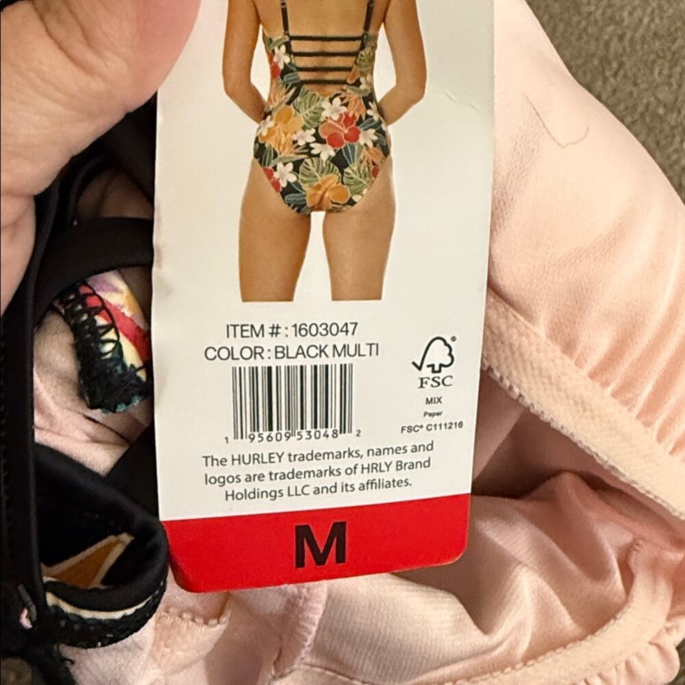 NWT HURLEY padded floral one piece vacation spring break summer swimsuit M - Picture 3 of 6